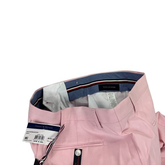Tommy Hilfiger Mens TH Flex Modern Fit Stretch Chambray Suit Pants Pink 32x32 - Picture 4 of 6